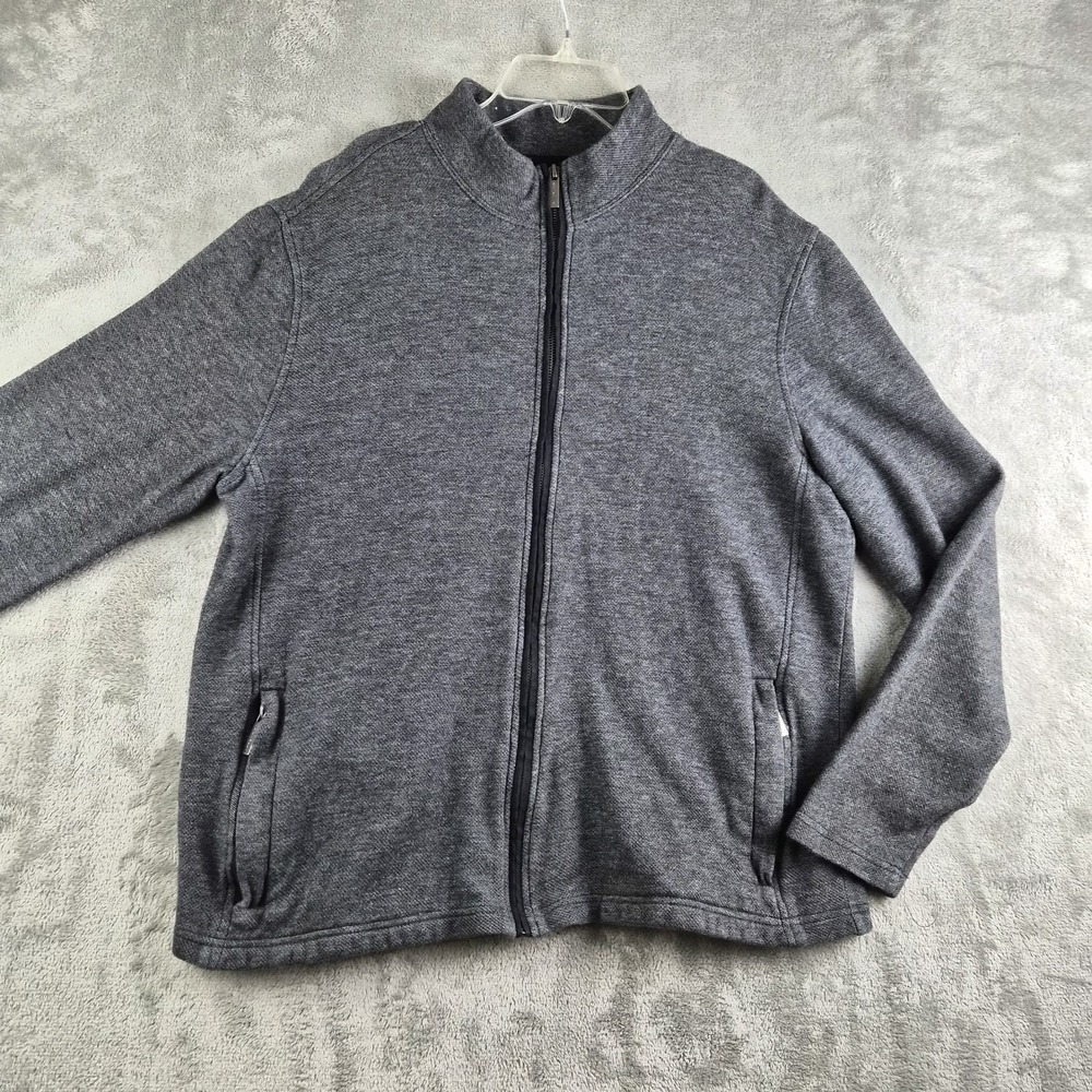 Attention Sweatshirt Mens Large Gray Full Zip Mock‎ Neck Long Sleeve Jacket